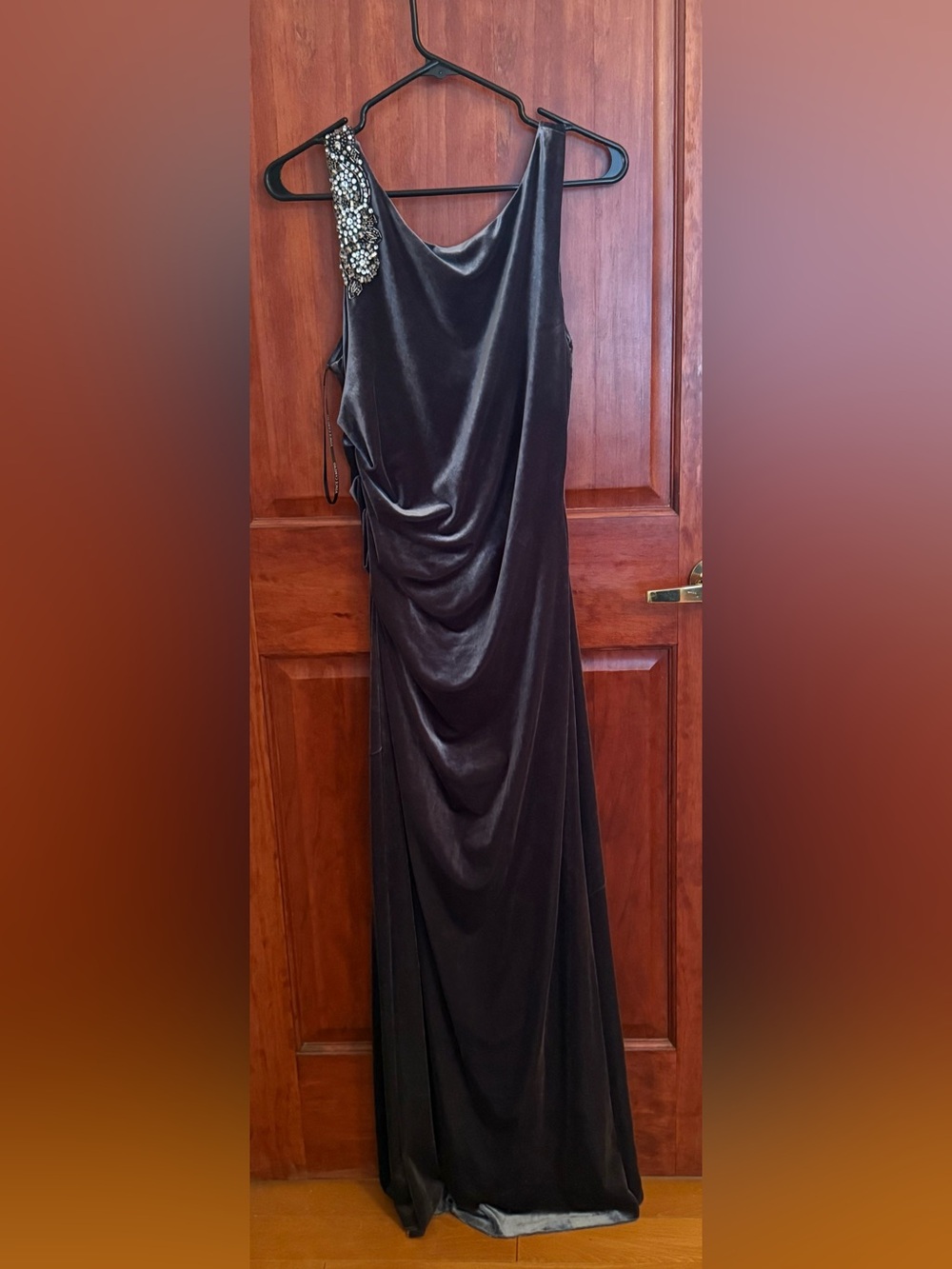 VINCE CAMUTO velvet steel grey dress
